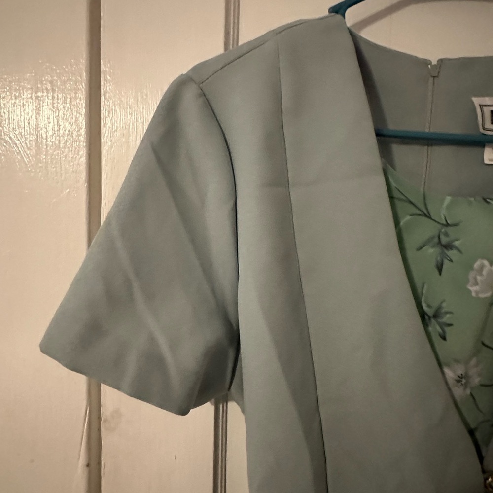 31 - Green Floral Dress Vintage - Picture 3 of 12